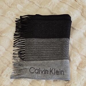 Calvin Klein Black and Gray Men's Scarf
